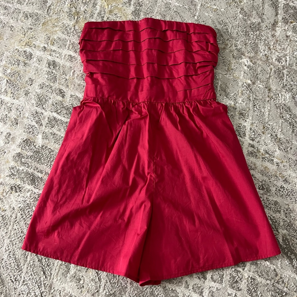 Abercrombie & Fitch Emerson Linen-Blended Rutched Strapless Romper